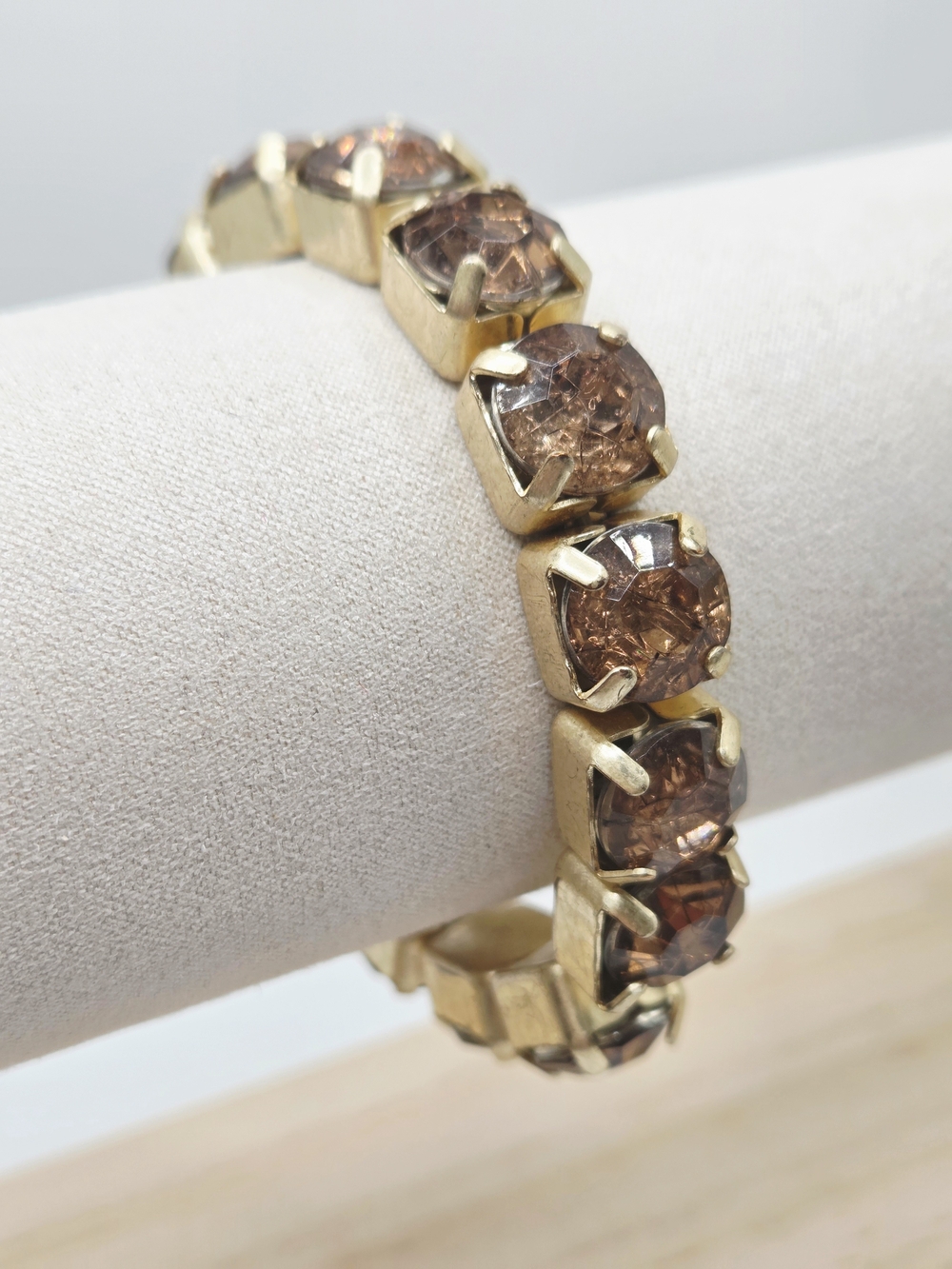Gold-Tone Brown Crystal Stretch Bracelet - Women's Jewelry